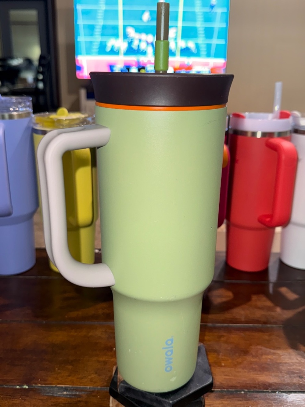 Owala 40oz Brave Adventures Green Stainless Tumbler Handle Lid Straw